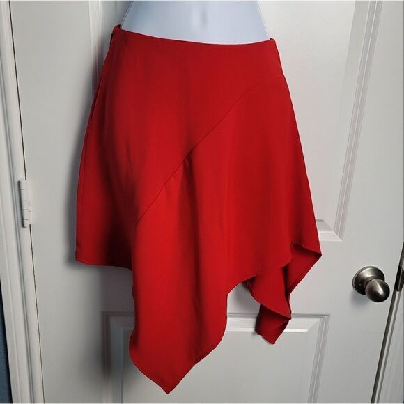 EXPRESS Bright Red Asymmetrical Skirt - Picture 1 of 8